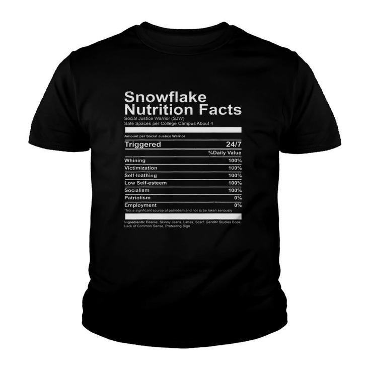 Snowflake Nutrition Facts Funny Socialist Capitalism Funny Youth T-shirt