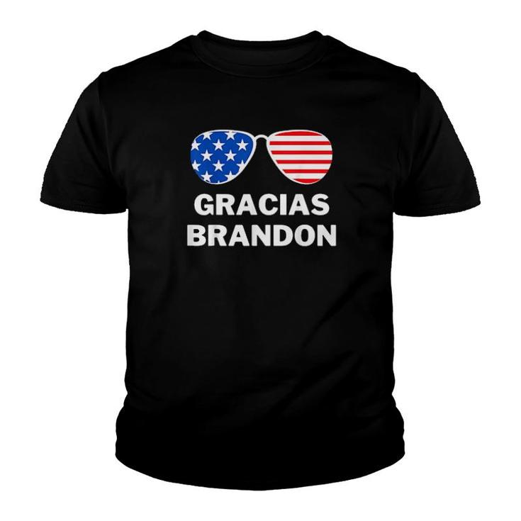 Snugglesses American Flag Gracias Brandon Let's Go Brandon Fjb  Youth T-shirt