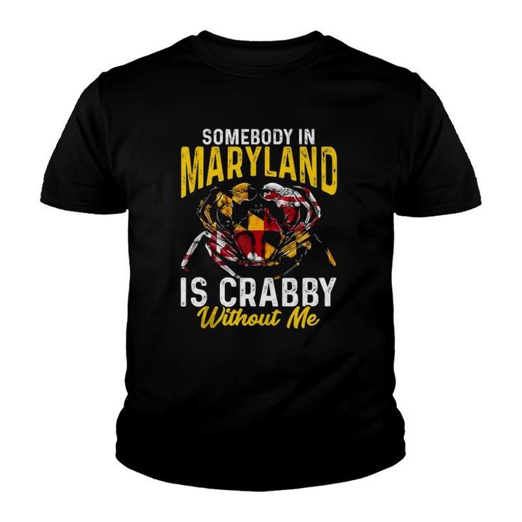 Somebody In Maryland Is Crabby Without Me Crab Flag Tank Top Youth T-shirt