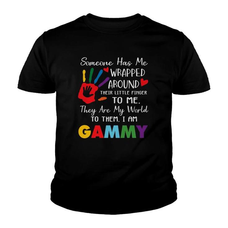Someone Has Me Wrapped Arround Their Little Finger To Me Gammy Colors Hand Youth T-shirt