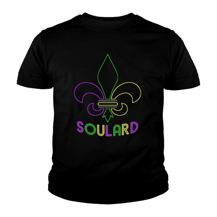 Soulard Mardi Gras Neon Sign With Fleur De Lis Youth T-shirt