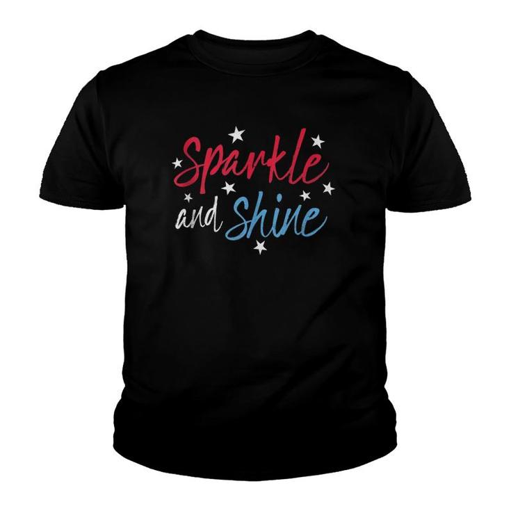 Sparkle And Shine Red White Blue Cute 4Th Of July Top  Youth T-shirt