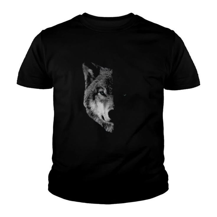 Split Face Wolf  Magical Wolves Youth T-shirt