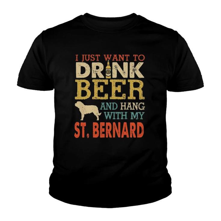 St Bernard Dad Drink Beer Hang With Dog Funny Men Vintage Youth T-shirt