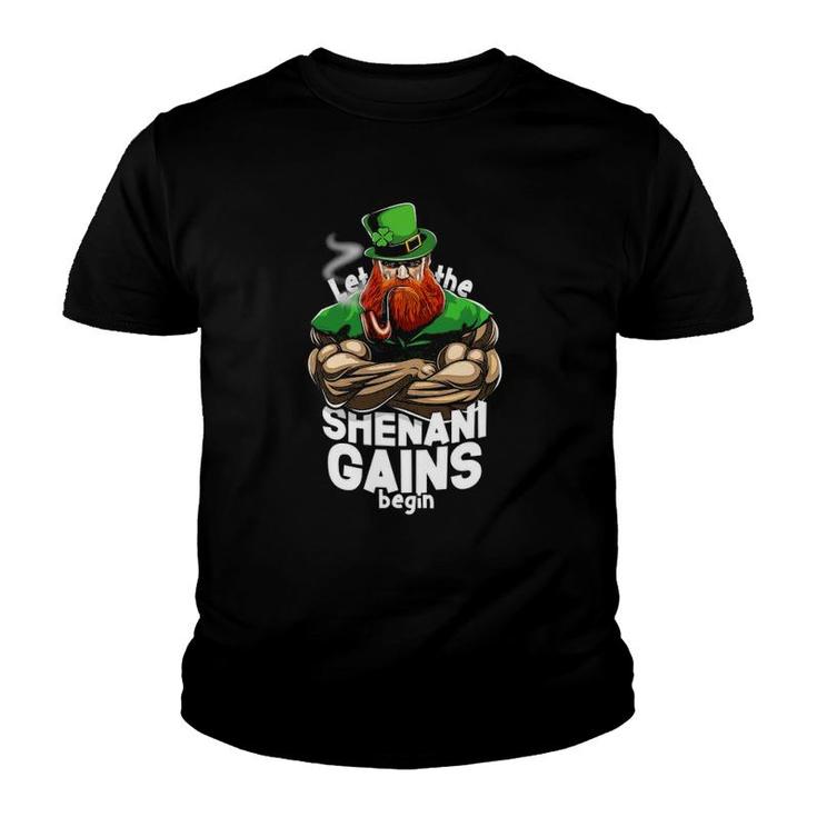 St Patrick's Day Jacked Leprechaun Time To Make Gains Youth T-shirt