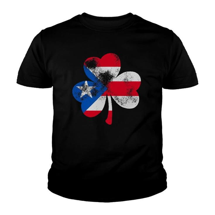St Patrick's Day Puerto Rican Flag Shamrock Puerto Rico Flag Youth T-shirt