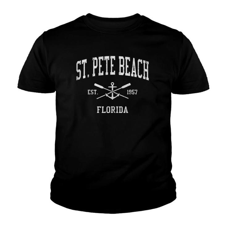 St Pete Beach Fl Vintage Crossed Oars & Boat Anchor Sports  Youth T-shirt