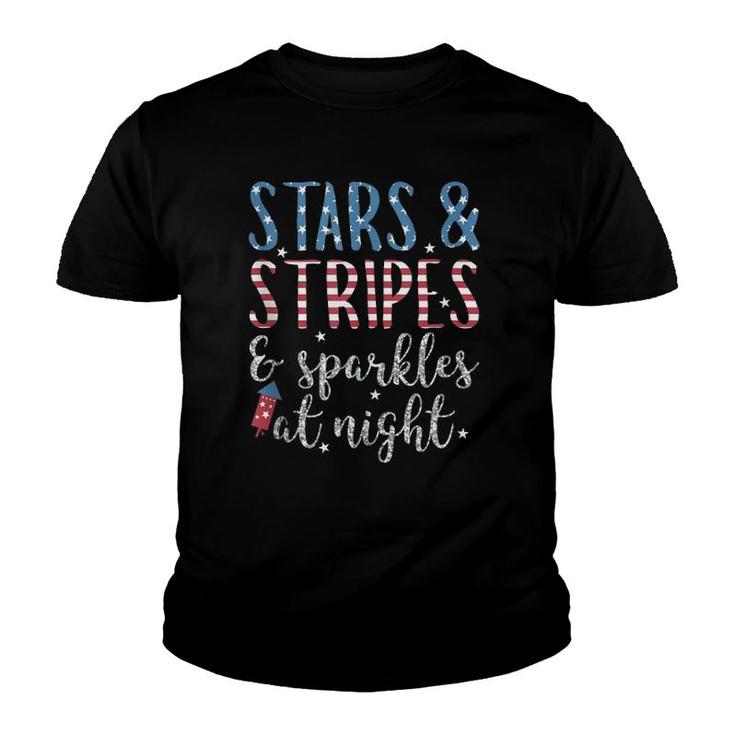 Stars & Stripes Sparkles At Night Patriotic July 4Th  Youth T-shirt