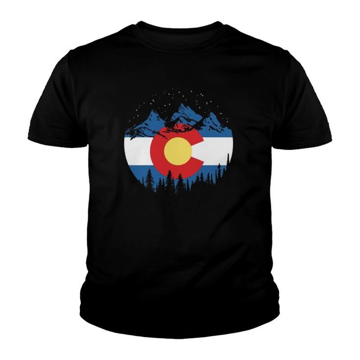 State Flag Of Colorado Vintage Night Stars Design Youth T-shirt