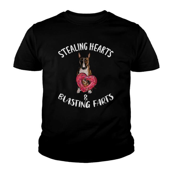 Stealing Hearts Blasting Farts Miniature Bull Terrier Dog Youth T-shirt