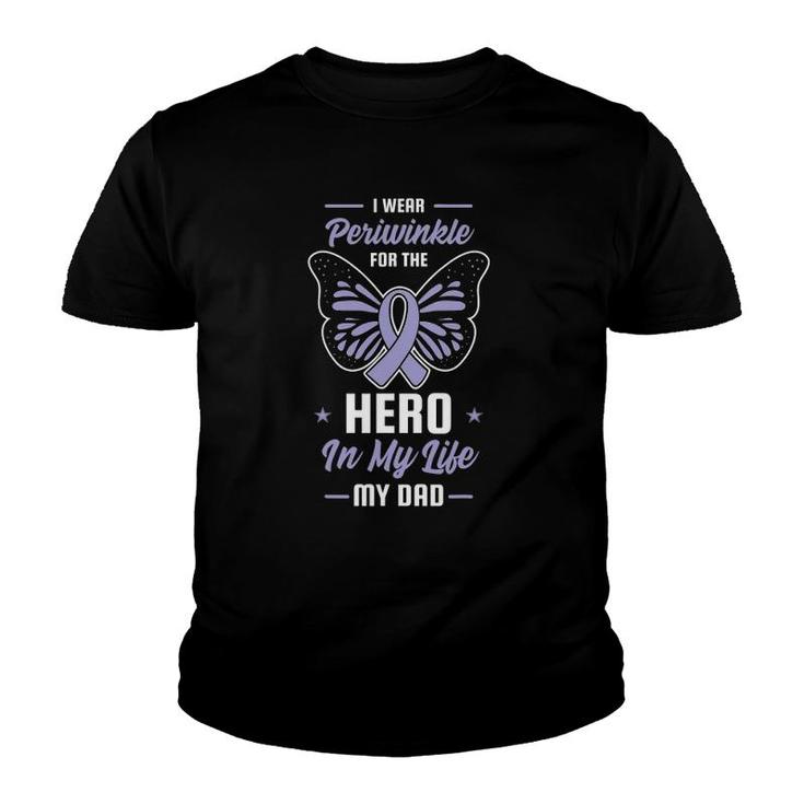 Stomach Cancer Awareness Periwinkle Ribbon Hero Dad Gift Youth T-shirt