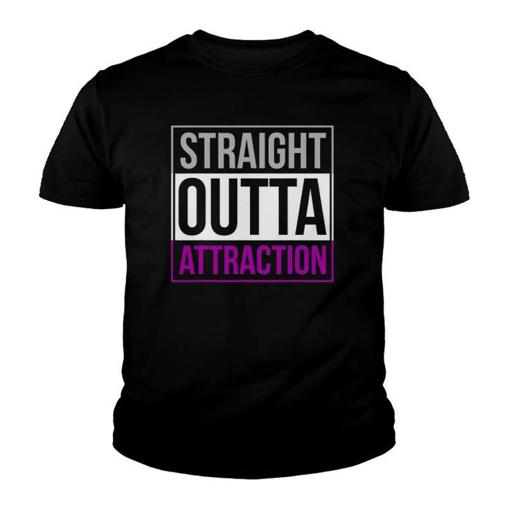 Straight Outta Attraction Pride Asexual Flag Ally Lgbt Gift Youth T-shirt