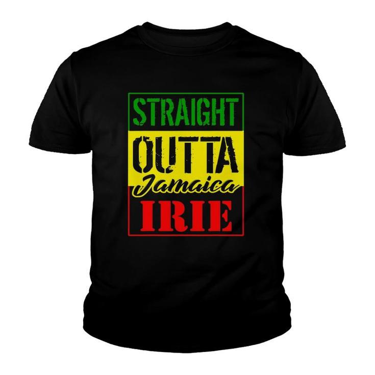 Straight Outta Jamaica Irie Proud Rasta Jamaican Flag Youth T-shirt