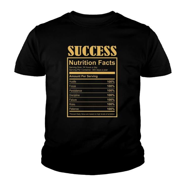 Success Ingredients Nutritional Facts Motivational Art Quote  Youth T-shirt