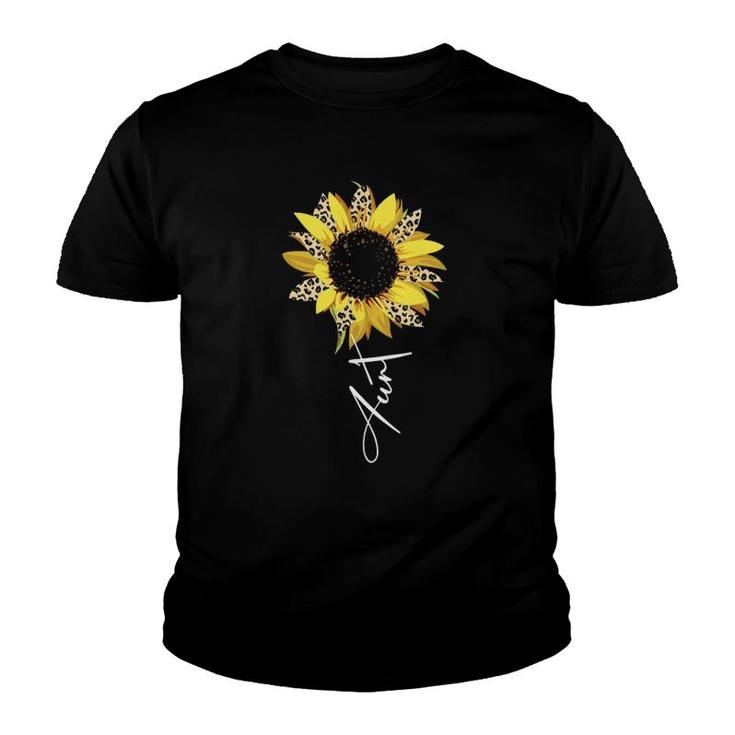 Sunflower Aunt Gifts Leopard Flower Women Grandma Youth T-shirt