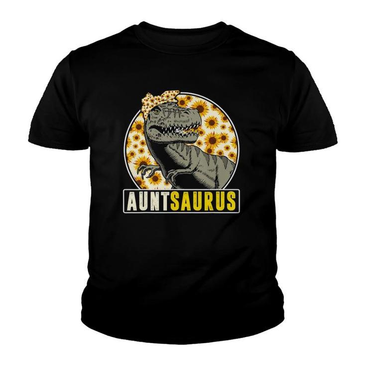 Sunflower Auntsaurus S Mothers Day Aunt Saurus Youth T-shirt