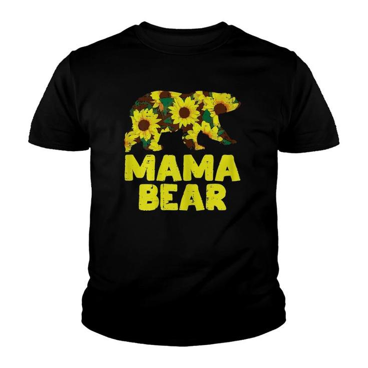 Sunflower Mama Bear Cute Mother's Day Floral Mom Mommy Youth T-shirt