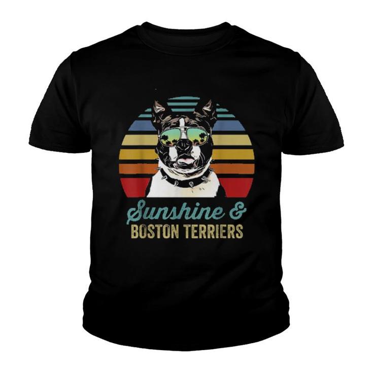 Sunshine And Boston Terriers Vintage Sunset  Youth T-shirt