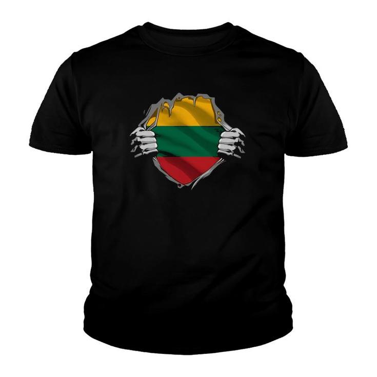 Super Lithuanian Heritage Proud Lithuania Roots Flag Youth T-shirt