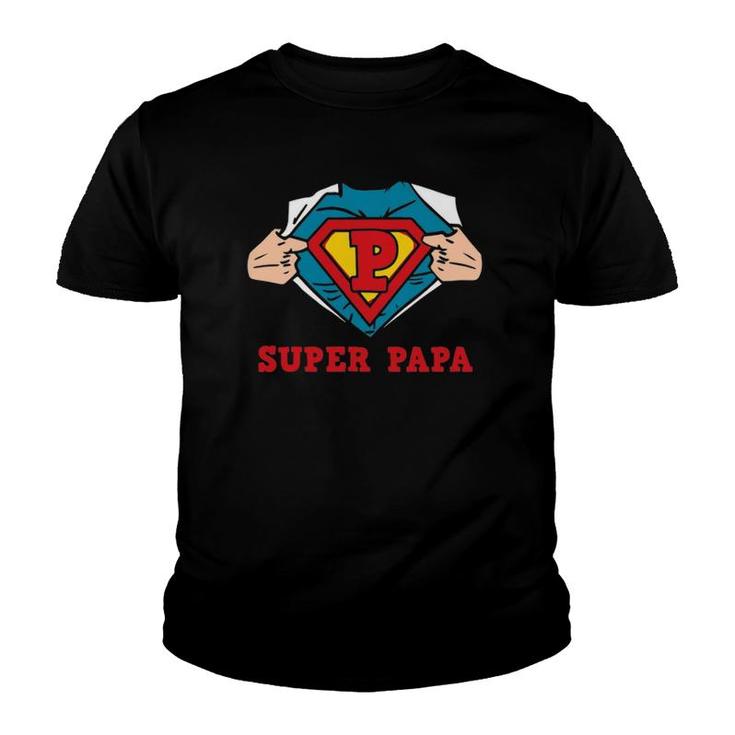 Superhero Papa Great For Dad Youth T-shirt