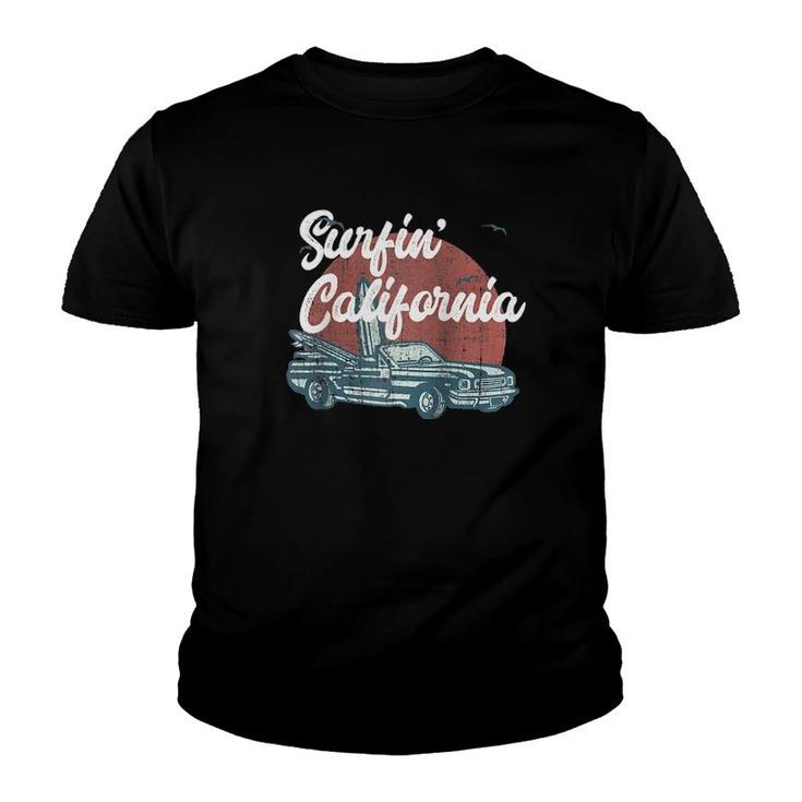 Surfin' California Muscle Car Vintage Convertible Surfer Raglan Baseball Tee Youth T-shirt