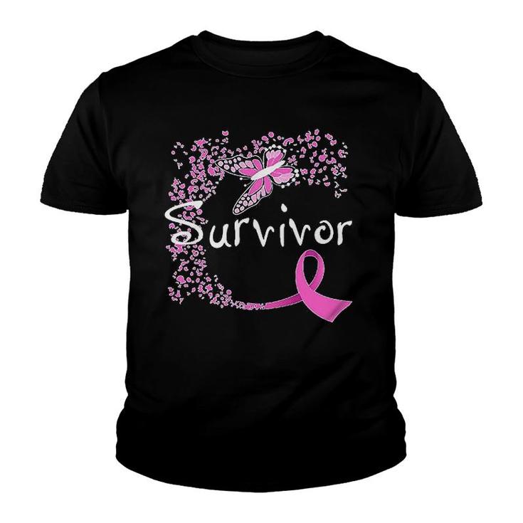 Survivor Butterfly Ribbon Youth T-shirt