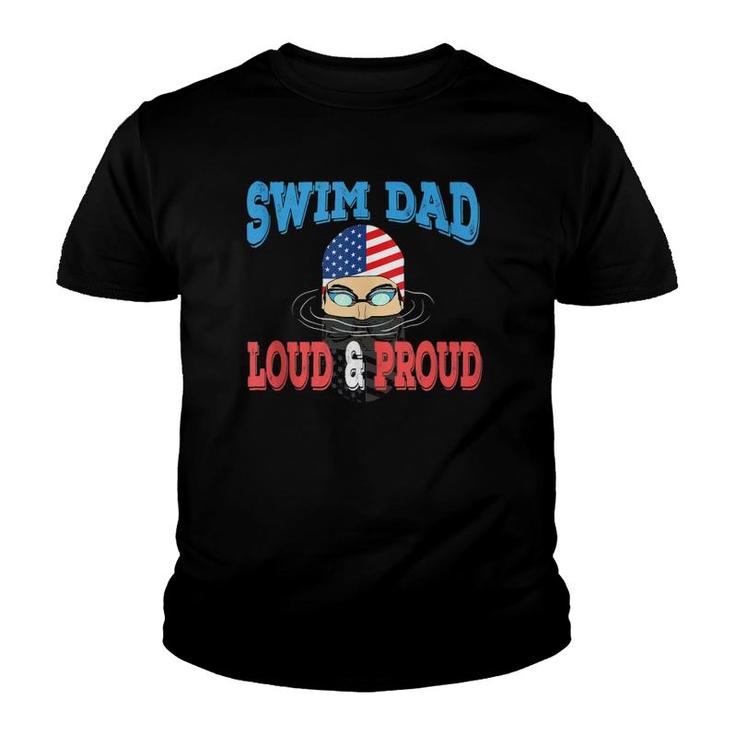 Swim Dad Funny Swimming Swimmer Cheer Daddy Gift Tee  Youth T-shirt
