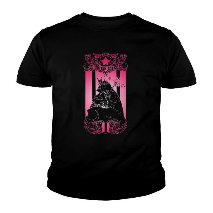 Tarot Card  High Priestess Occult Scary Gothic Youth T-shirt