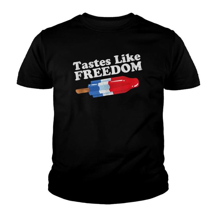Tastes Like Freedom Funny Popsicle 4Th Of July Retro Gift  Youth T-shirt