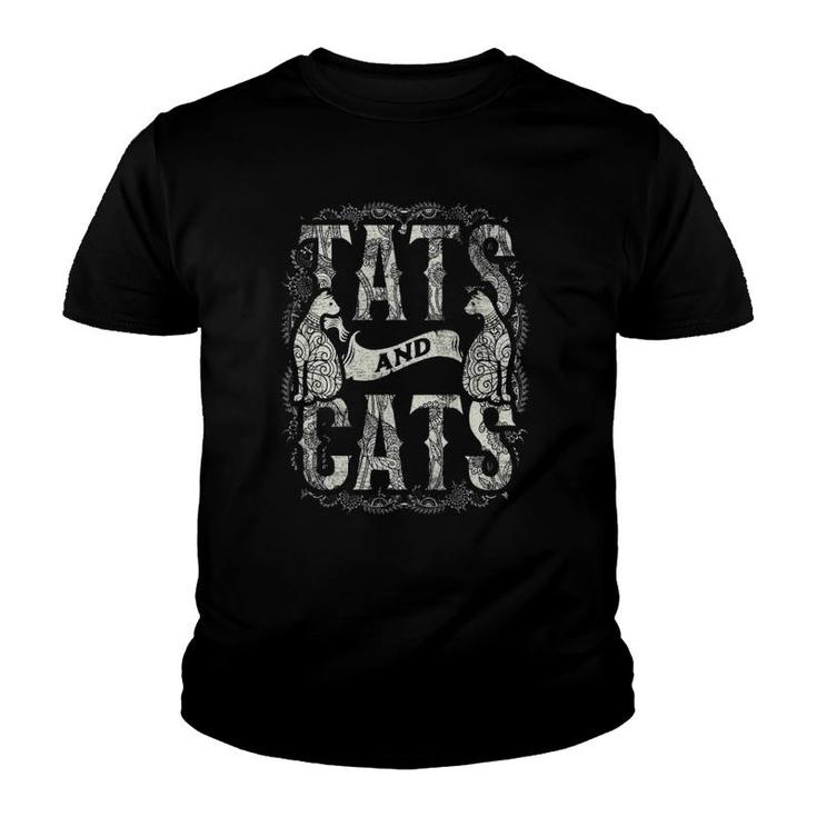 Tats And Cats Tattooist Tattoo Body Art Tattooing Cat Kitten Youth T-shirt