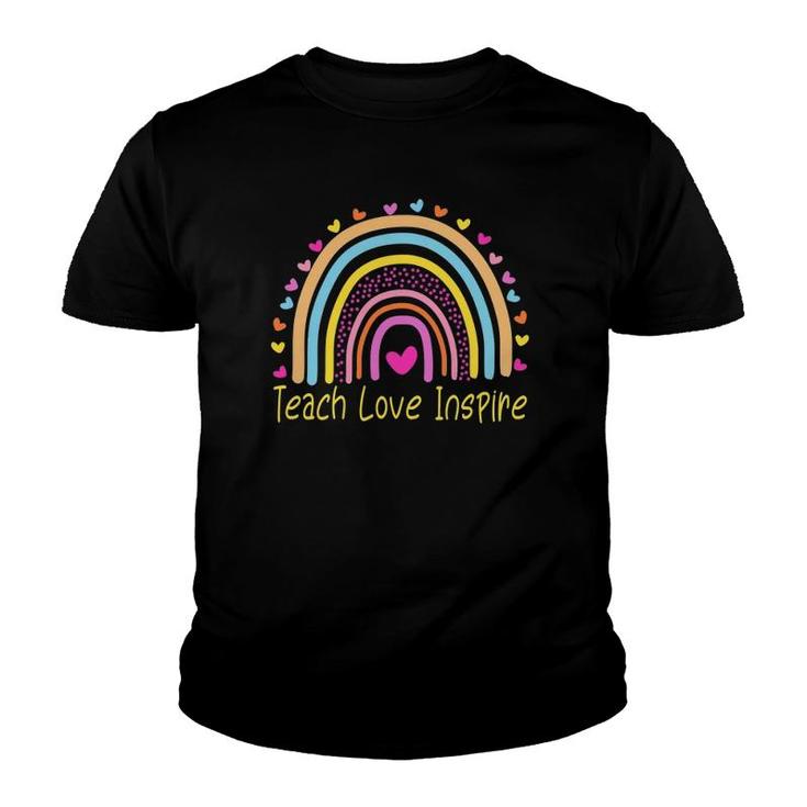 Teach Love Inspire First Grade Teacher Rainbow Youth T-shirt