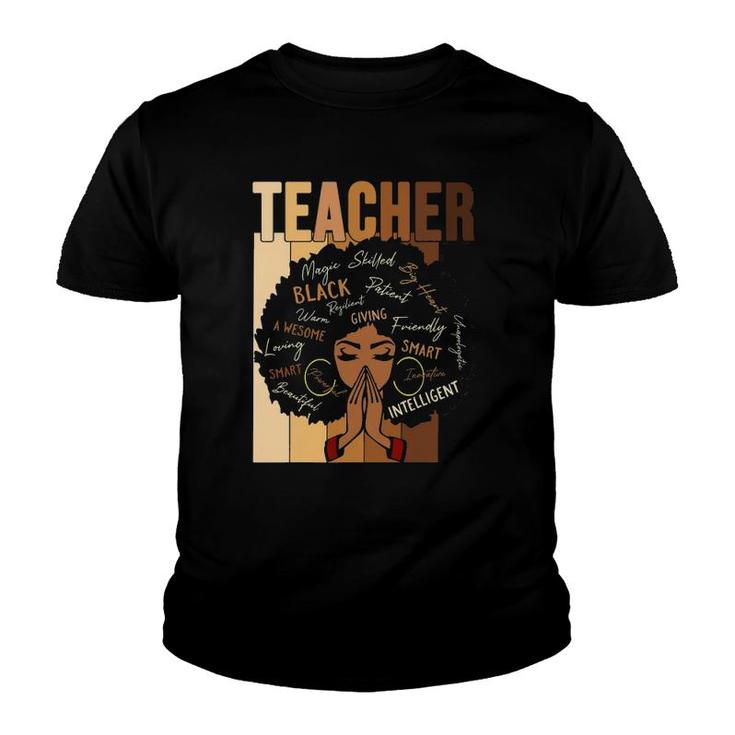 Teacher Black Womens Afro African Black History Month Youth T-shirt