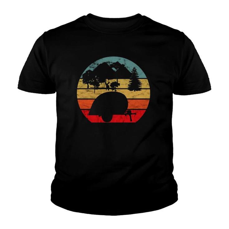 Teardrop Vintage Retro Sunset Camper Tiny House Rv Trailer  Youth T-shirt