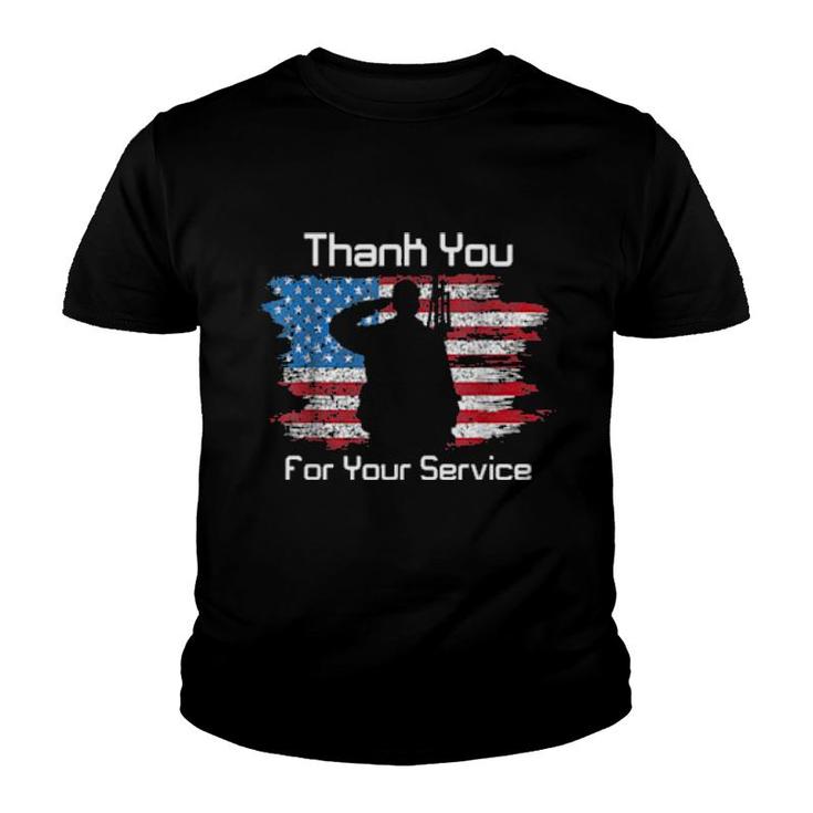 Thank You For Your Service Camouflage Usa Flag Veterans Day  Youth T-shirt