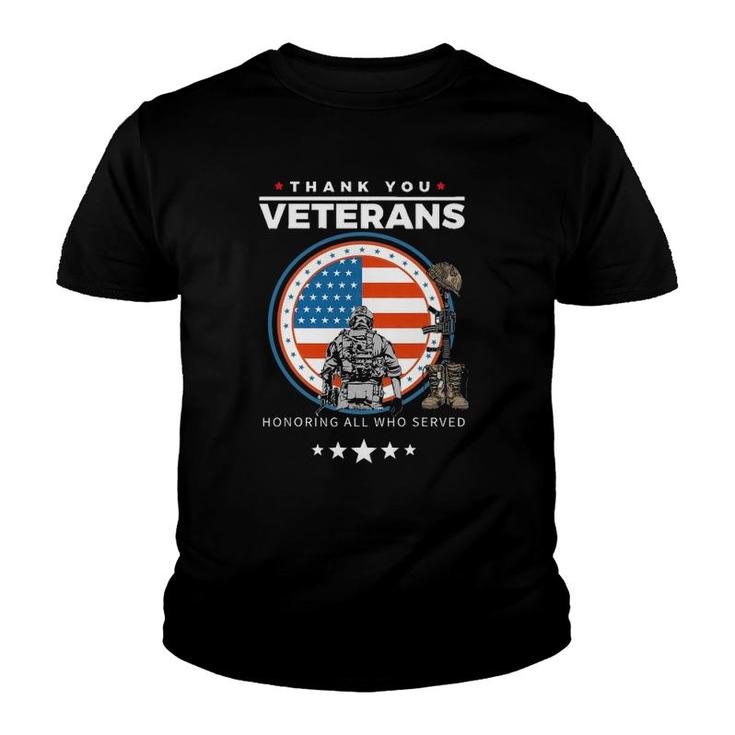 Thank You Veterans Honoring Those Who Served Patriotic Flag Youth T-shirt