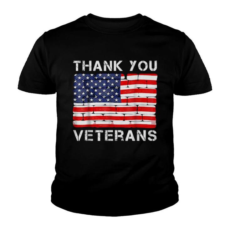 Thank You Veterans Veteran Day Us Flag  Youth T-shirt
