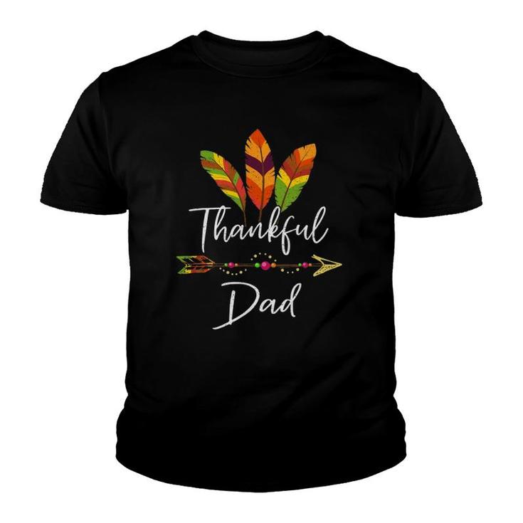 Thankful Dad Feather & Arrow Thanksgiving Gifts Youth T-shirt