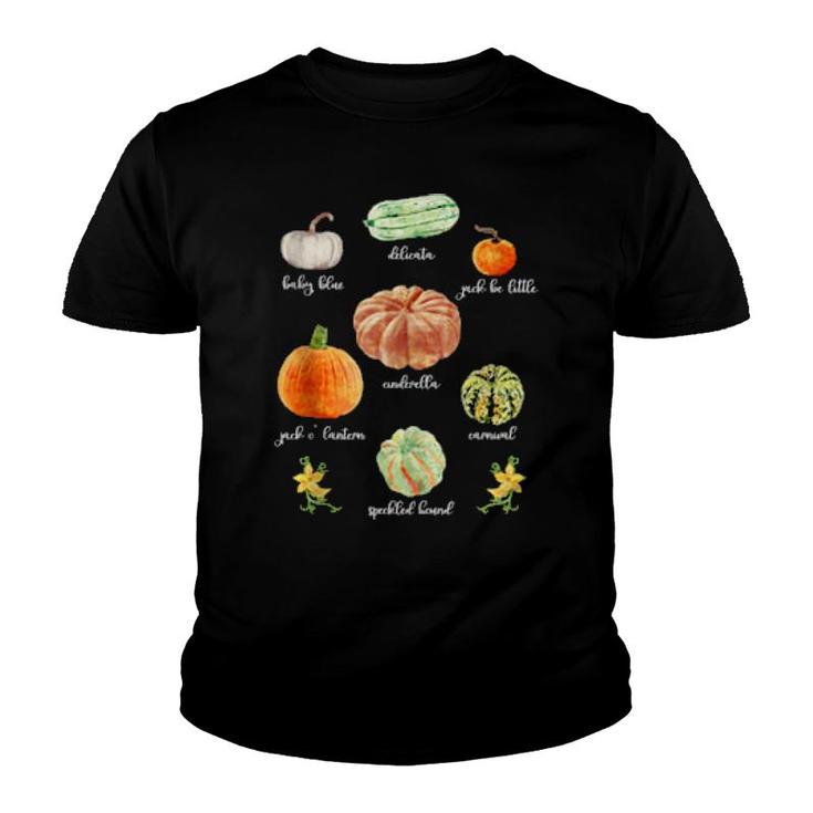 Thanksgiving Pumpkin Types Cute Fall Pumpkins  Youth T-shirt