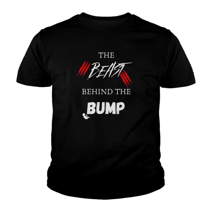 The Beast Behind The Bump Pregnancy Announcement Dad Youth T-shirt
