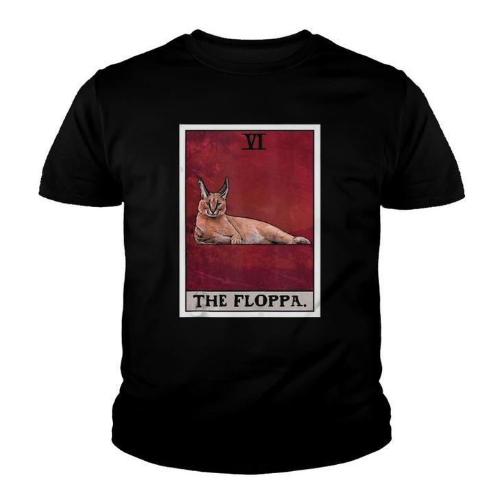 The Floppa Caracal Cat Tarot Card Funny Meme  Youth T-shirt