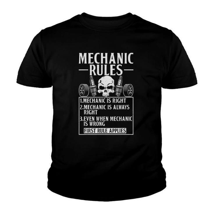The Mechanic Rules Repair Mechanic Youth T-shirt