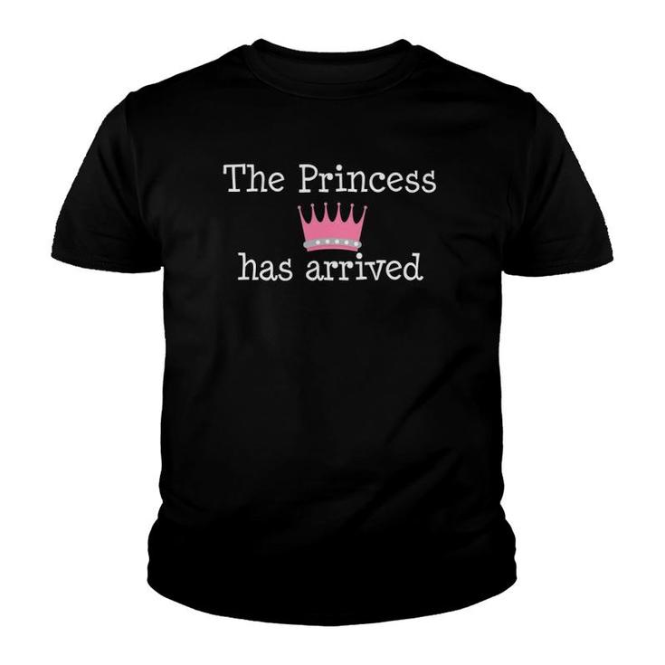 The Princess Has Arrived Pink Crown Youth T-shirt