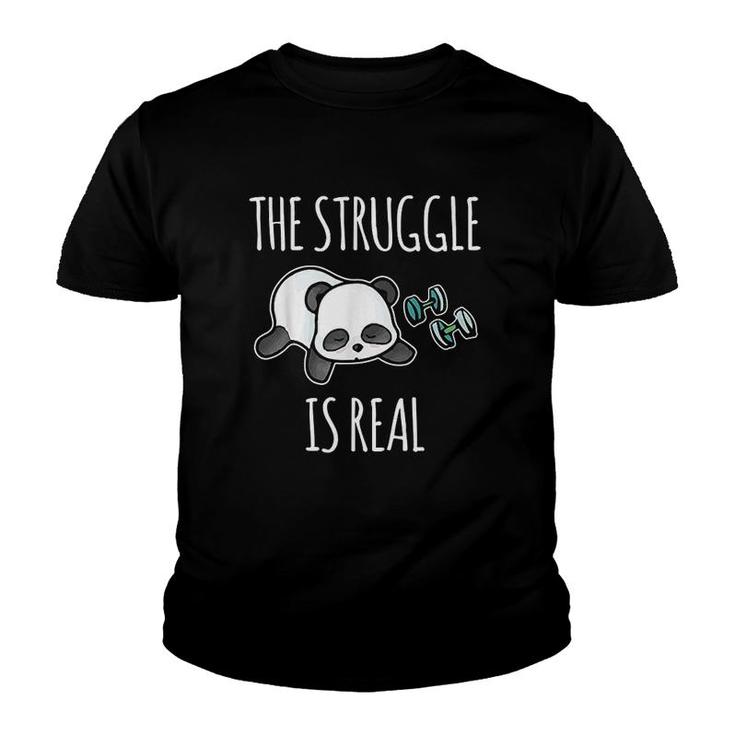 The Struggle Is Real Panda Gym Workout Youth T-shirt