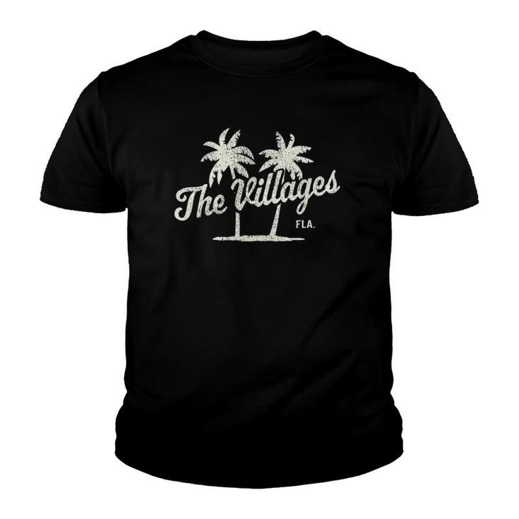 The Villages Florida Vintage 70S Palm Trees Graphic Youth T-shirt