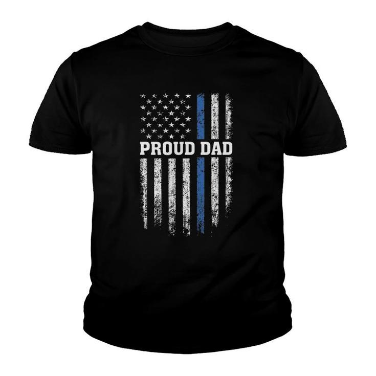 Thin Blue Line Proud Dad Police Family Father's Day Youth T-shirt
