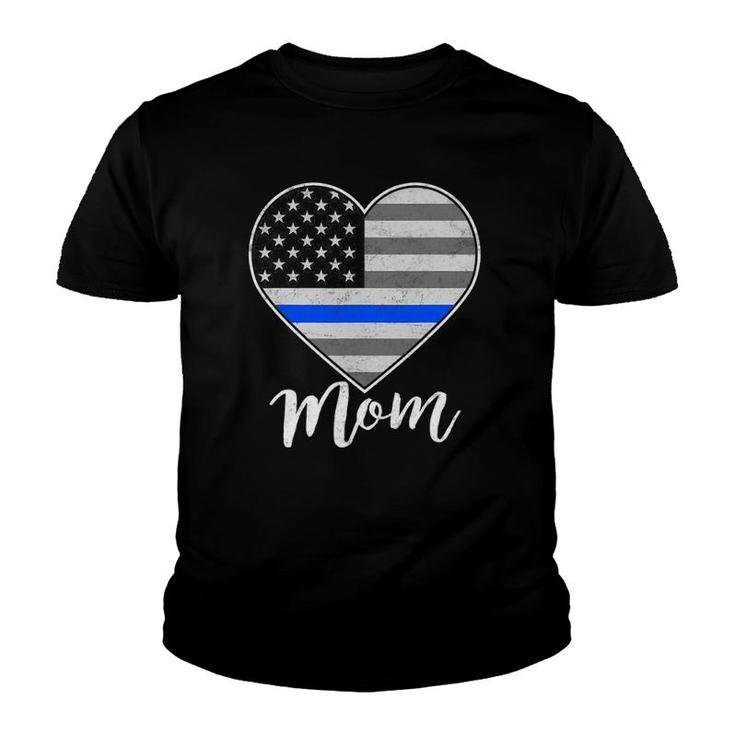 Thin Blue Line Us Flag Police Mom Love My Policeman Gift Youth T-shirt