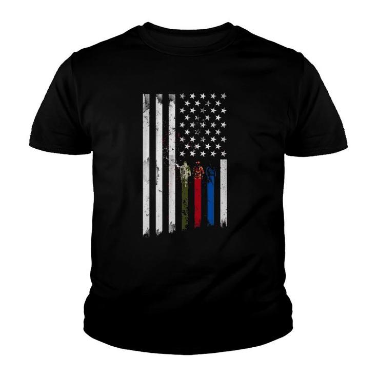 Thin Green Red Blue Line American Flag Youth T-shirt
