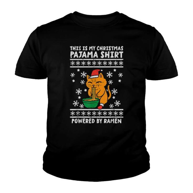 This Is My Christmas Pajama  Cat Ugly Xmas Pjs  Youth T-shirt