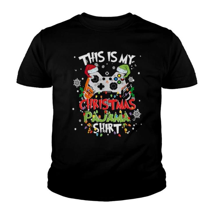 This Is My Christmas Pajama Santa Hat Gamer Video Game Games  Youth T-shirt