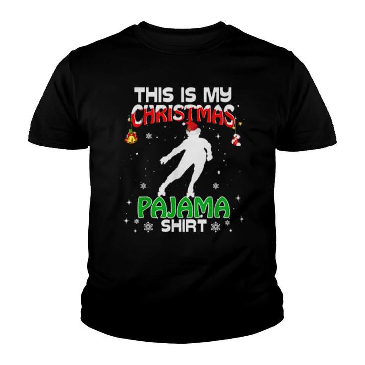 This Is My Christmas Pajama  Xmas Rollerblading Holiday  Youth T-shirt